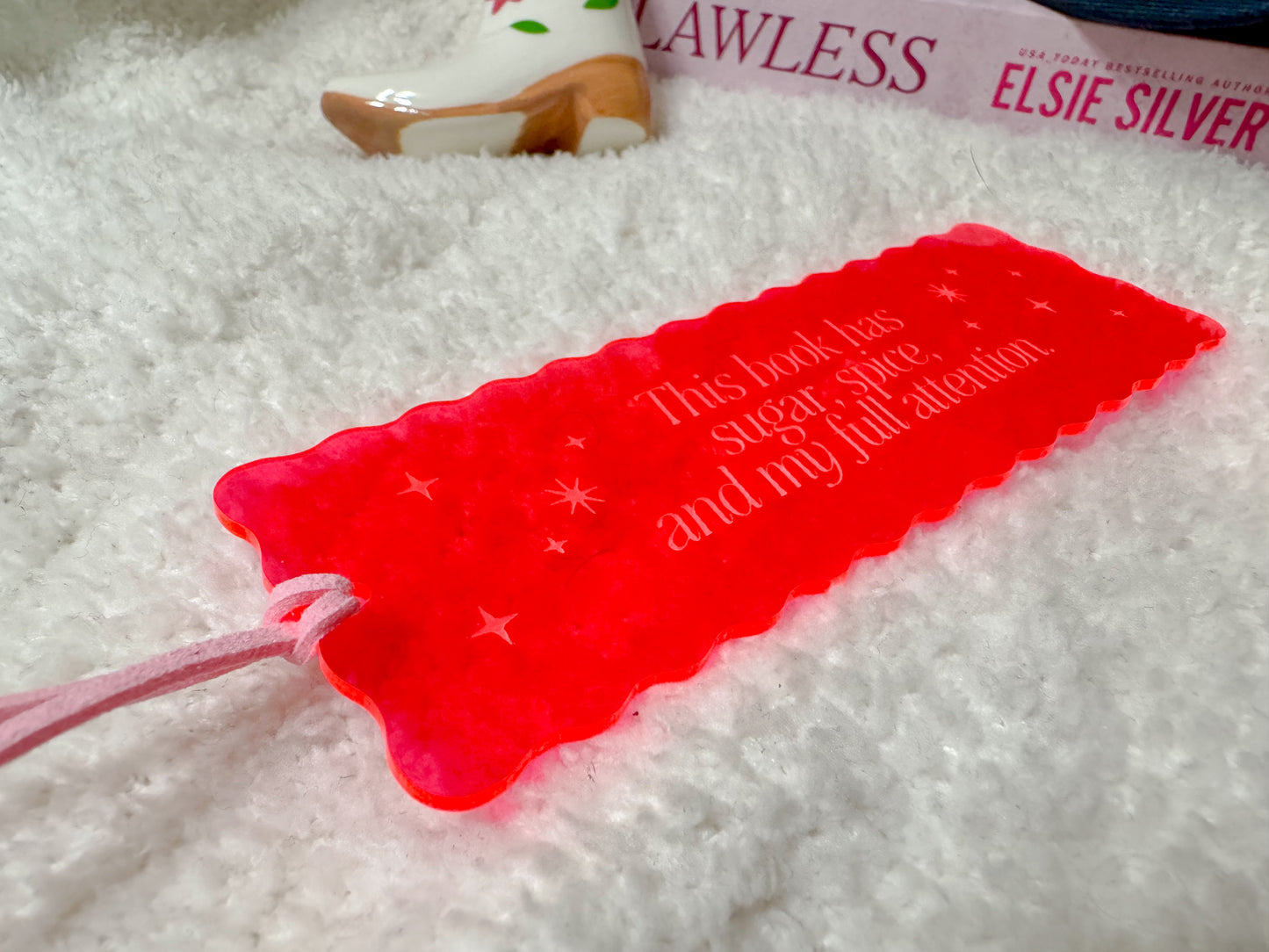 This Book Has Sugar, Spice, and My Full Attention - Pink Scalloped Bookmark