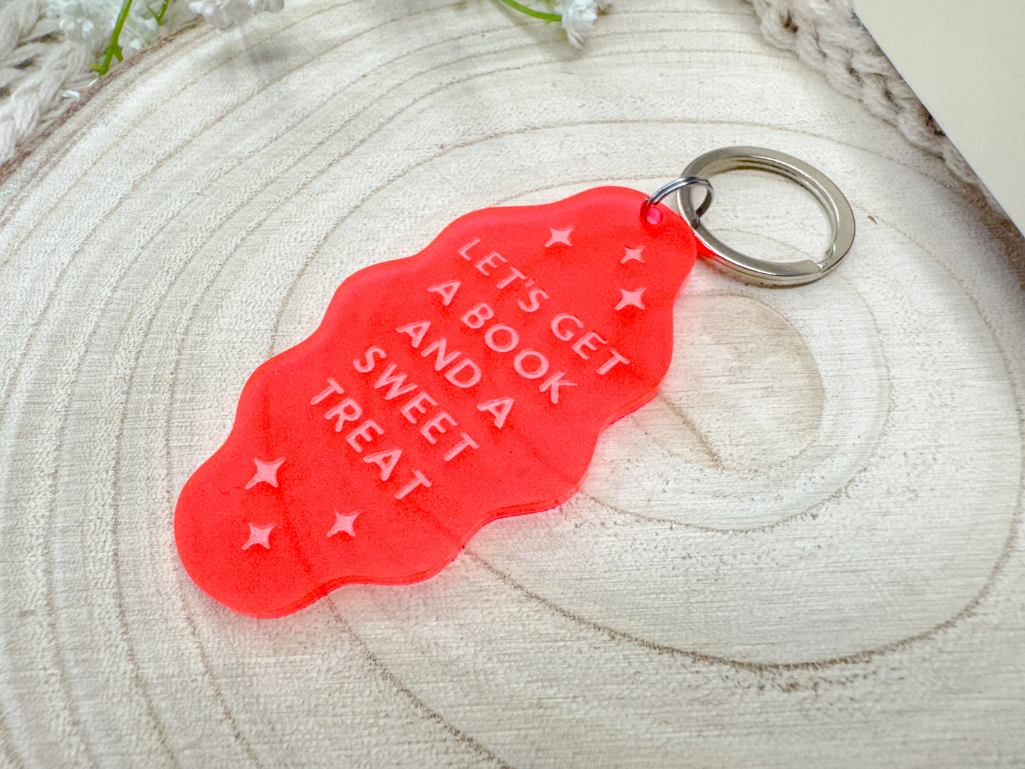 Book and a Sweet Treat - Pink Acrylic Keychain