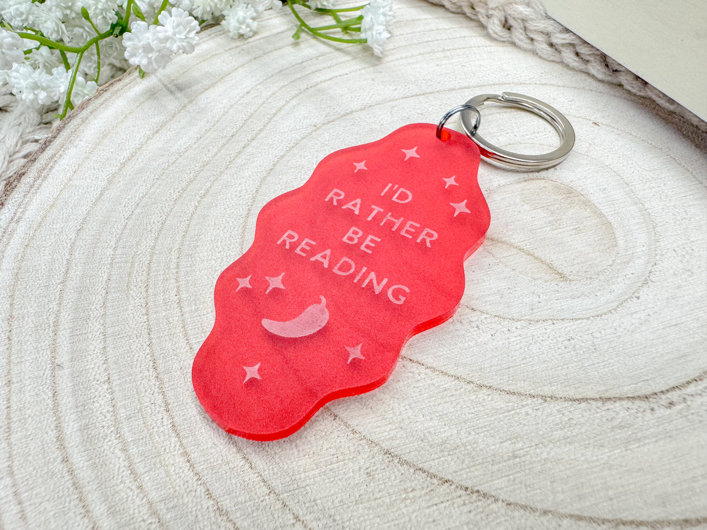 I'd Rather Be Reading - Red Acrylic Keychain