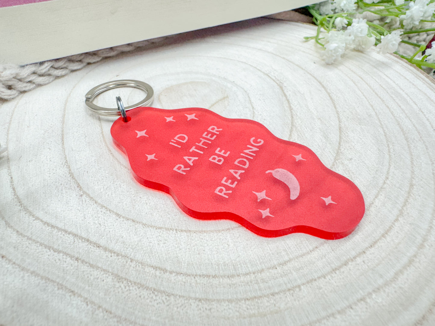 I'd Rather Be Reading - Red Acrylic Keychain