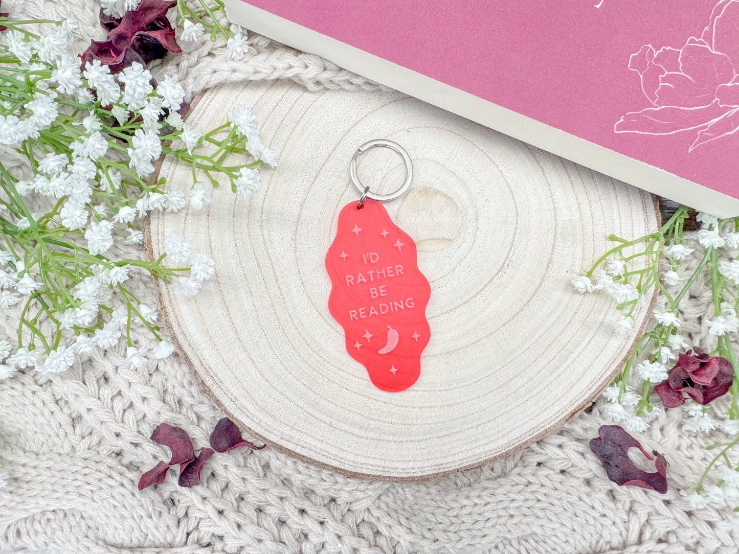 I'd Rather Be Reading - Red Acrylic Keychain