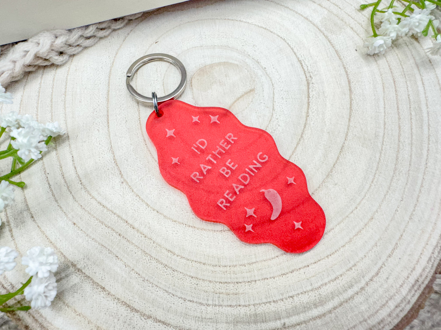 I'd Rather Be Reading - Red Acrylic Keychain