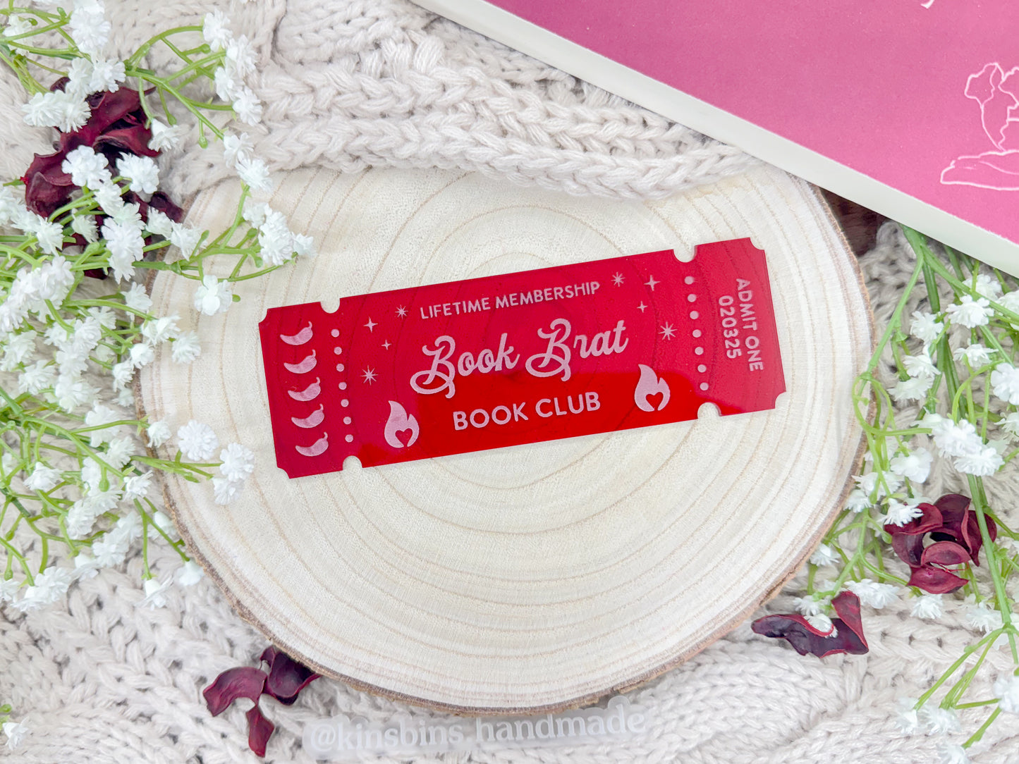 Book Brat Book Club Ticket - Translucent Red Bookmark