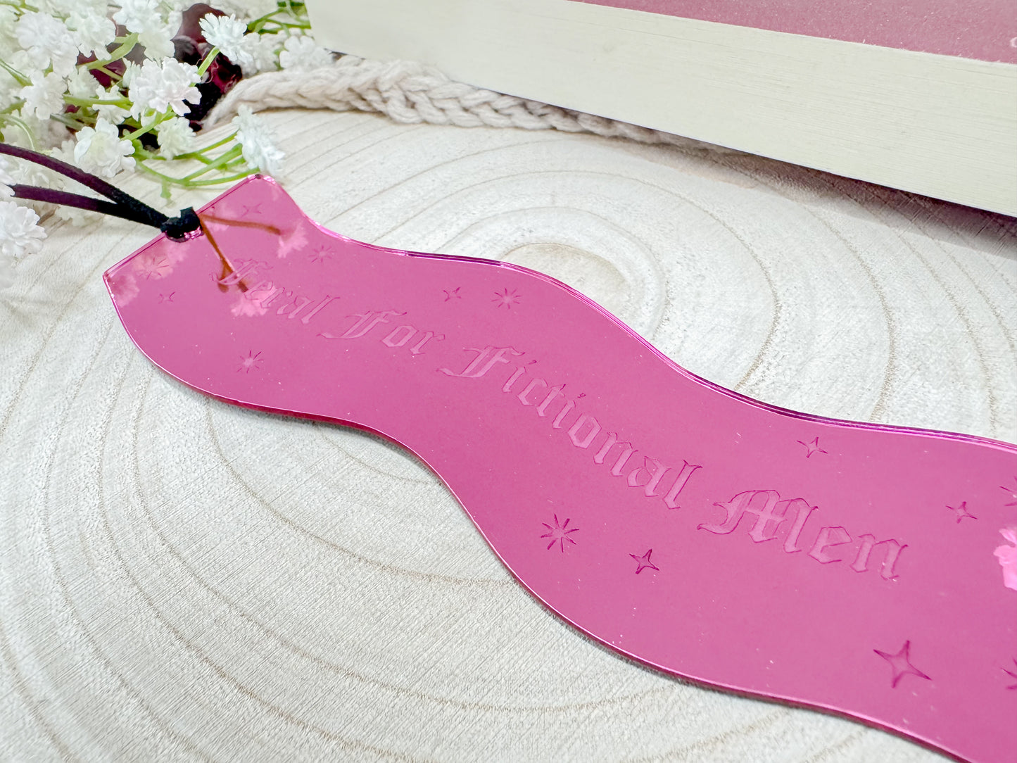 Feral For Fictional Men - Pink Mirror Wavy Bookmark