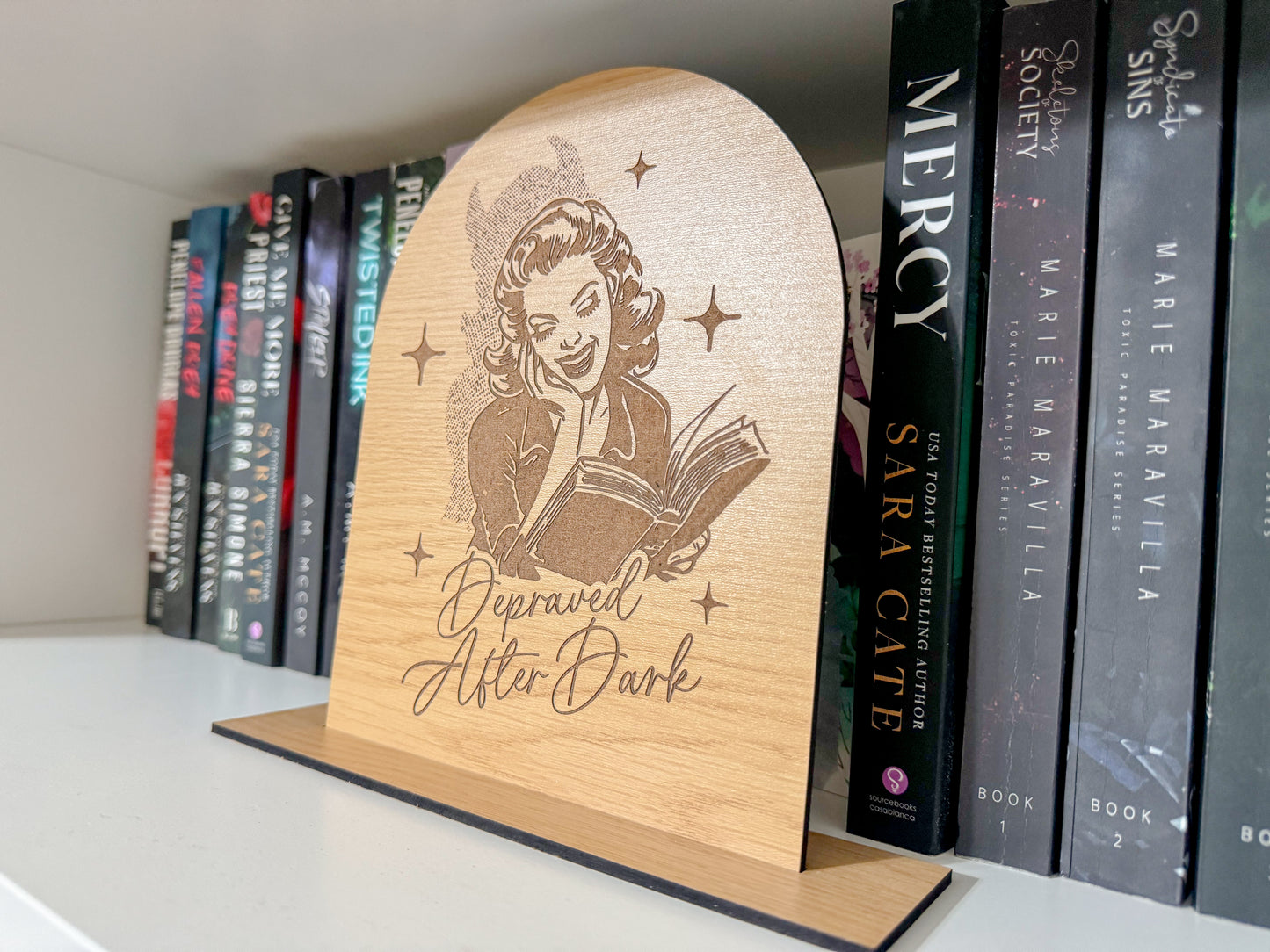 Depraved After Dark - Wood Arch Shelf Sign