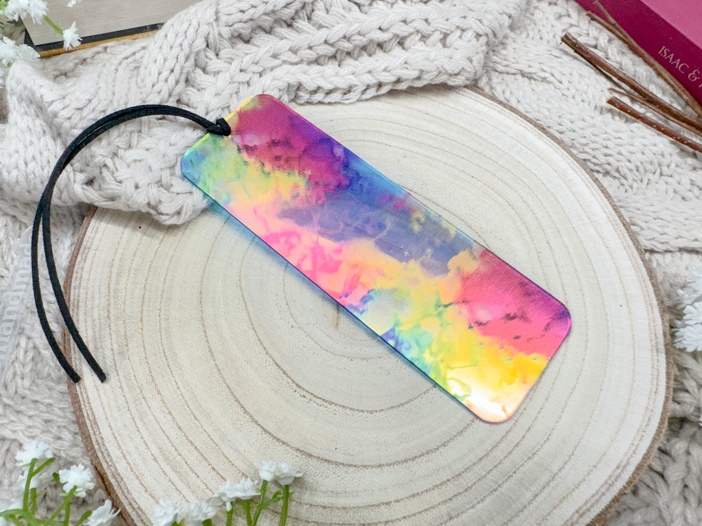 Rainbow Iridescent Ink Acrylic Bookmark