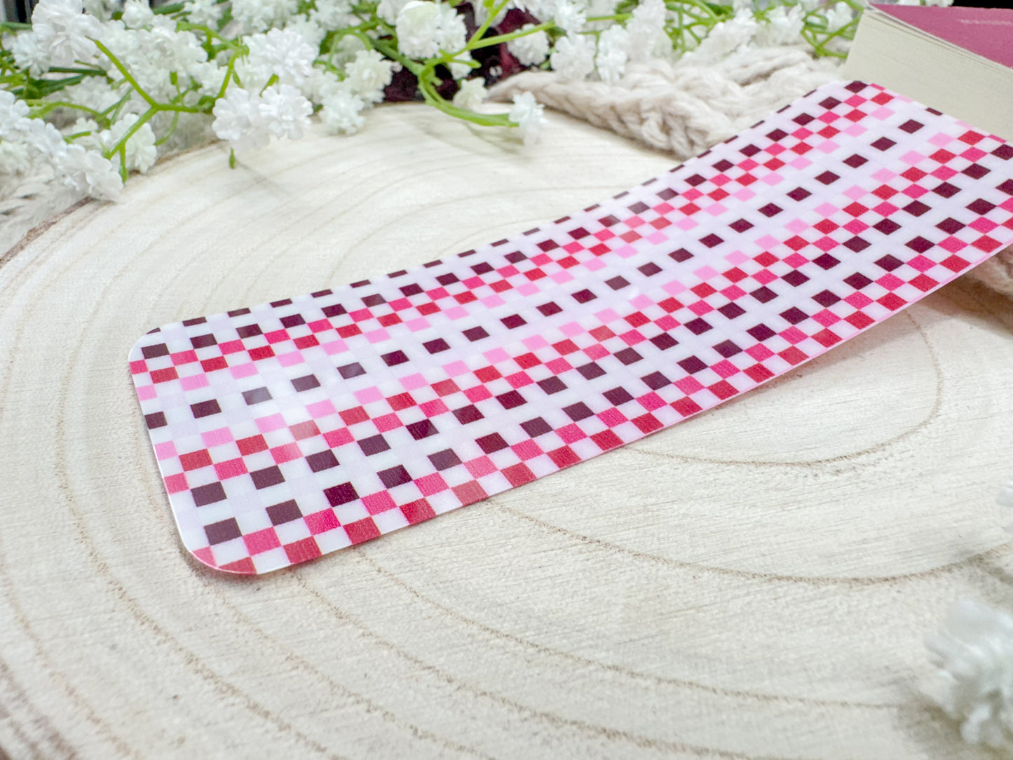 Red/Pink Checkered - Flexible Bookmark