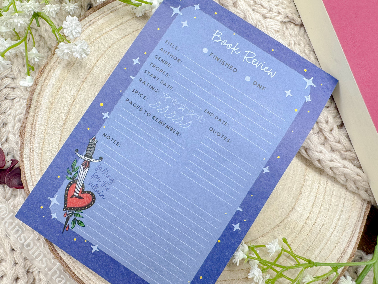 Falling For The Villain - 4x6 Book Review Notepad