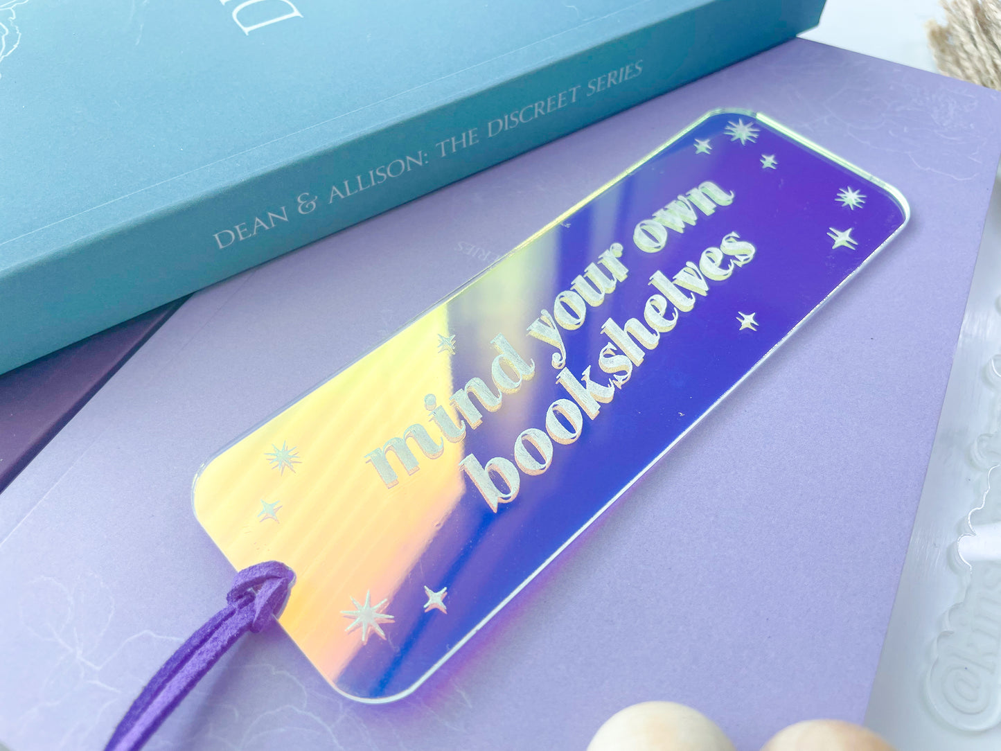 Mind Your Own Bookshelves - Shiny Iridescent Bookmark