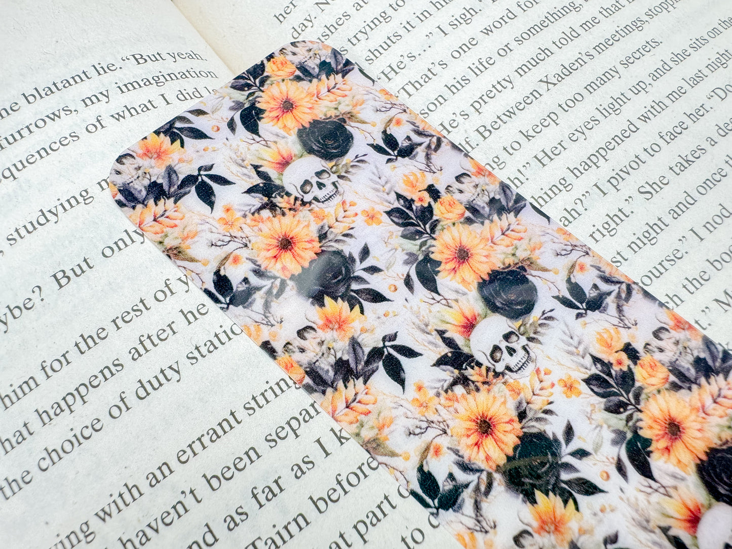 Floral Skulls - Flexible Bookmark