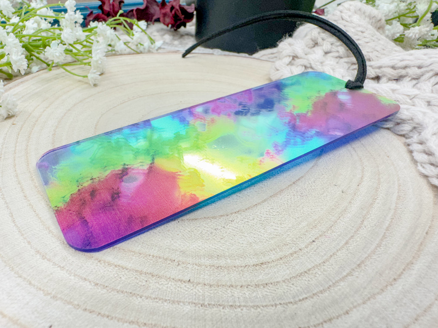 Rainbow Iridescent Ink Acrylic Bookmark