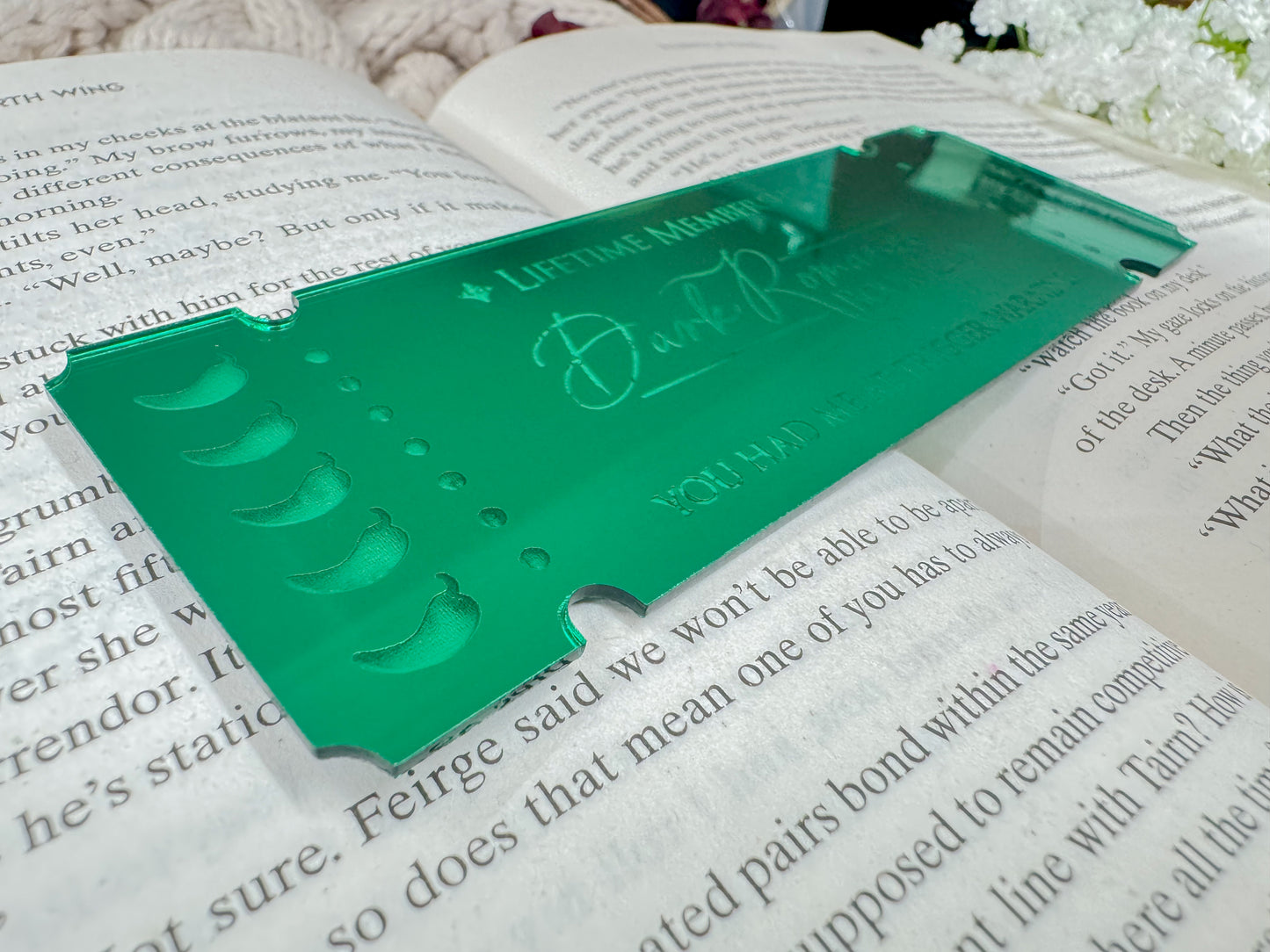 Dark Romance Book Club Ticket - Green Mirror Bookmark