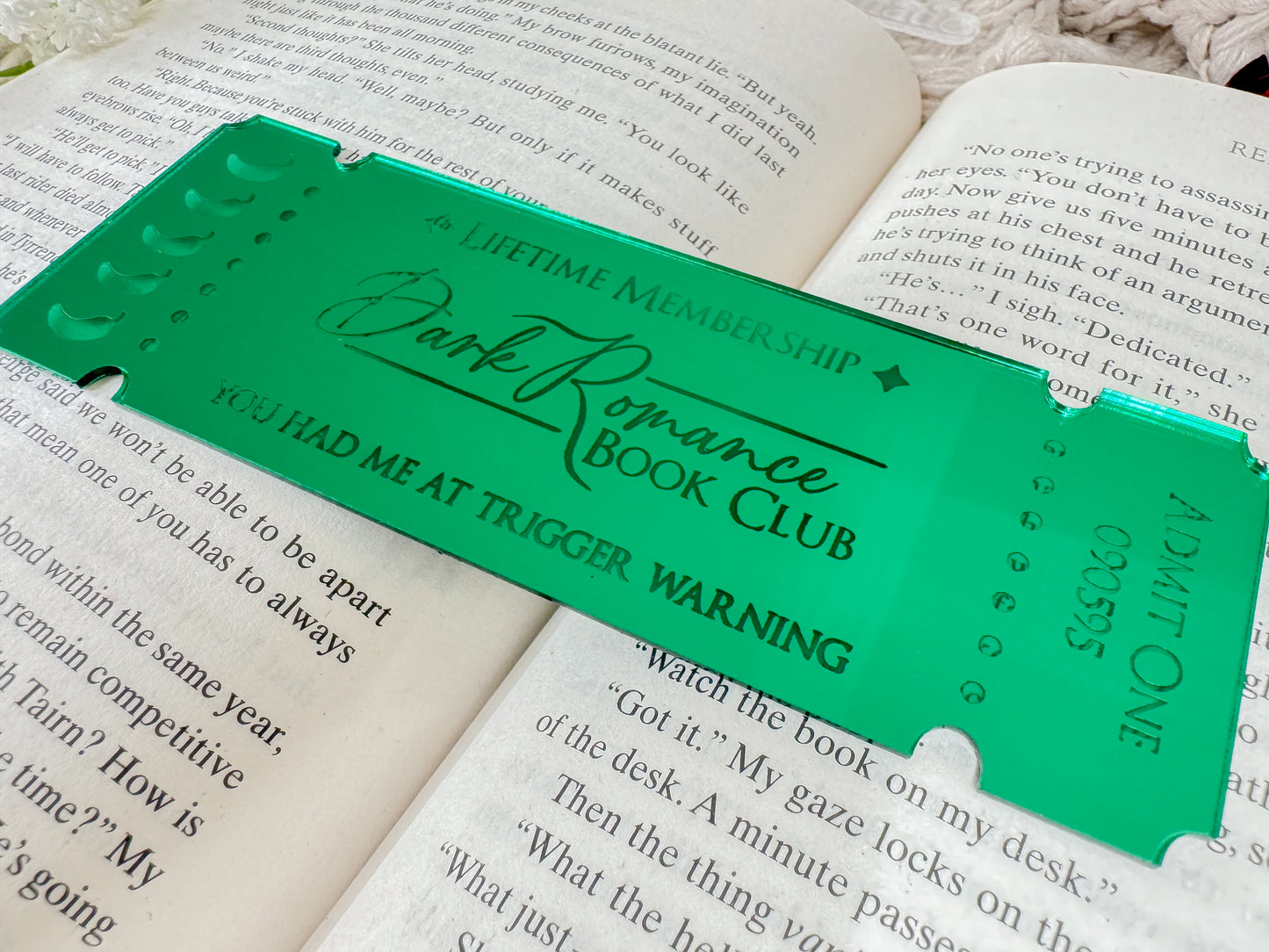 Dark Romance Book Club Ticket - Green Mirror Bookmark