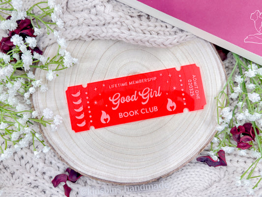 Good Girl Book Club Ticket - Fluorescent Pink Bookmark