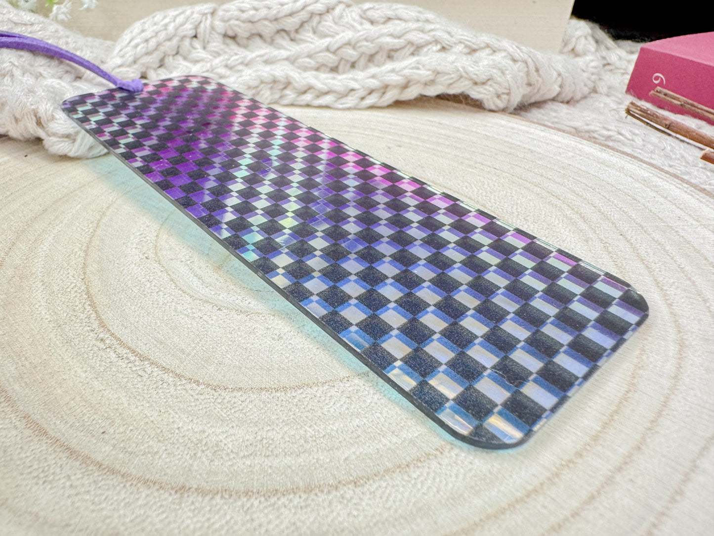 Black Iridescent Checkered Bookmark