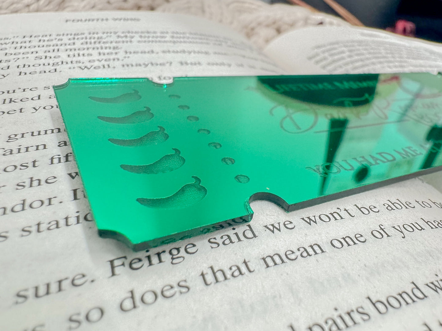 Dark Romance Book Club Ticket - Green Mirror Bookmark