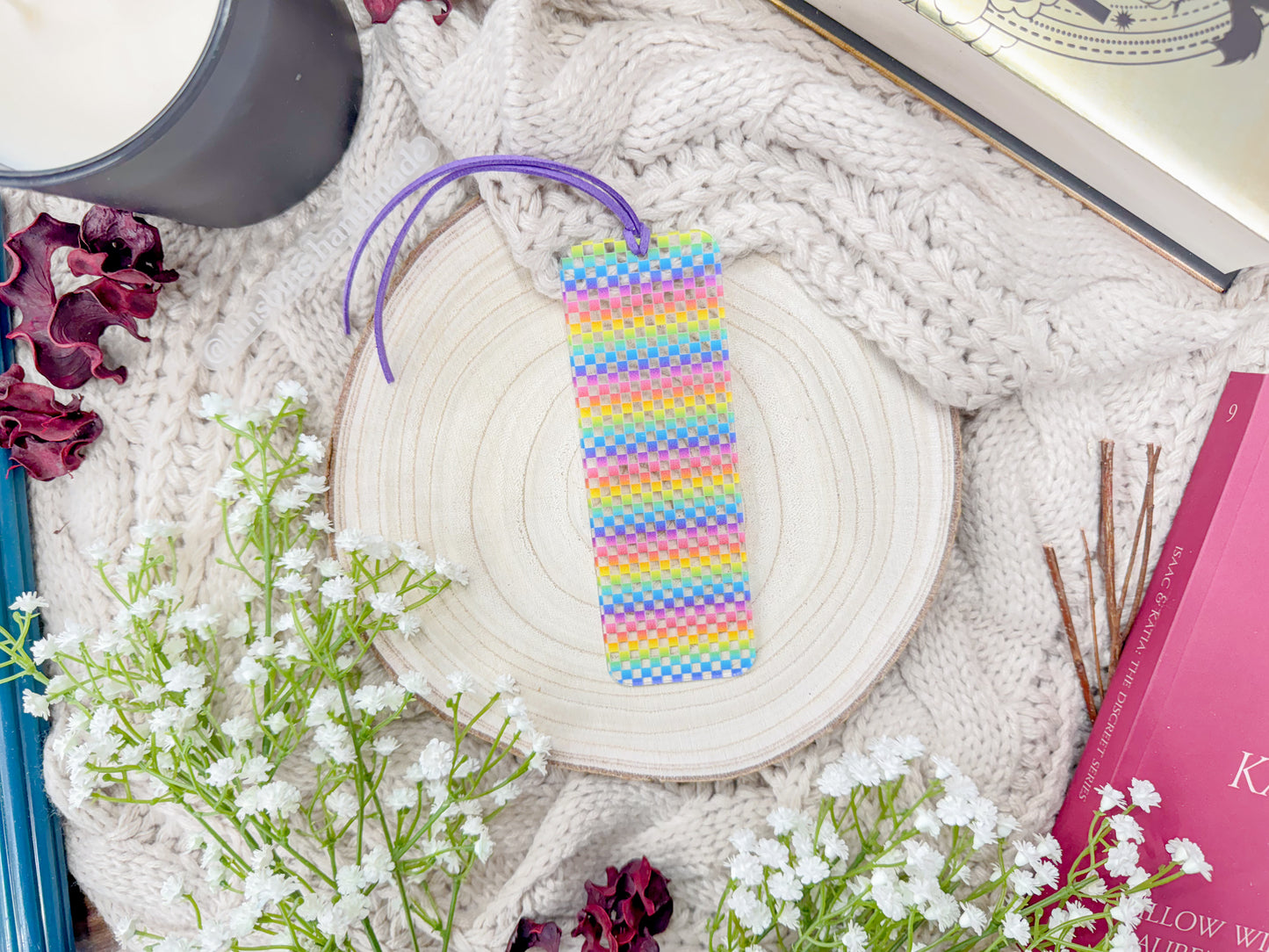 Rainbow Checkered Acrylic Bookmark