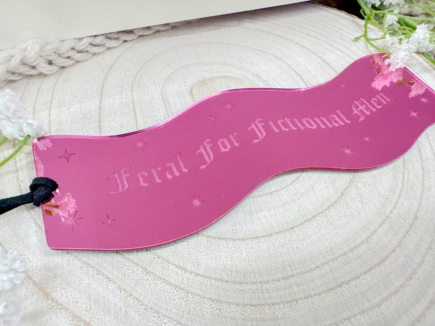 Feral For Fictional Men - Pink Mirror Wavy Bookmark