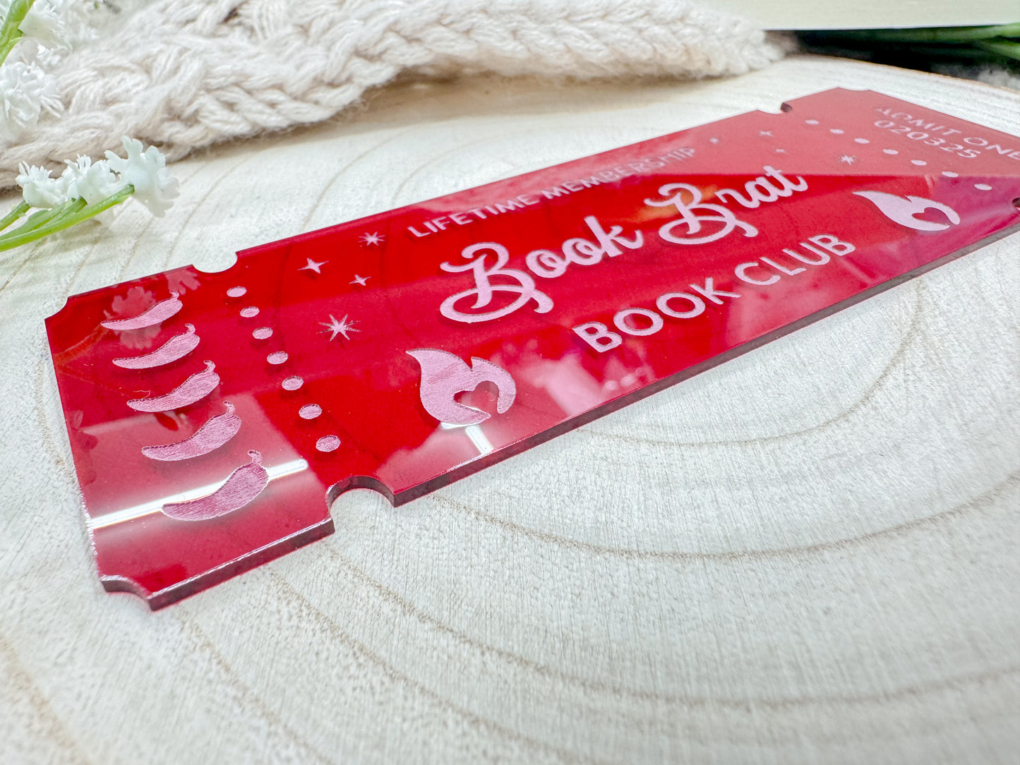 Book Brat Book Club Ticket - Translucent Red Bookmark