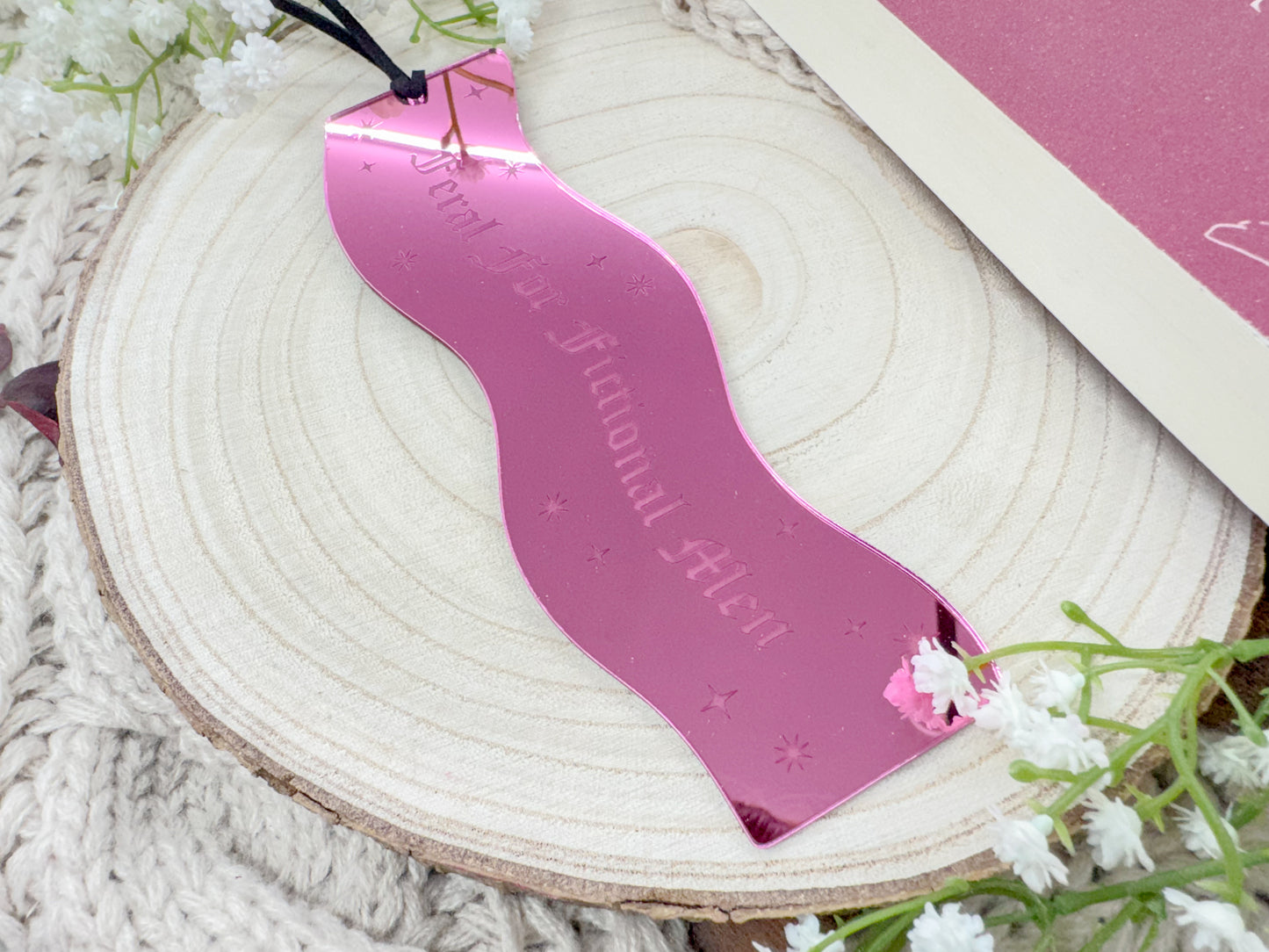 Feral For Fictional Men - Pink Mirror Wavy Bookmark