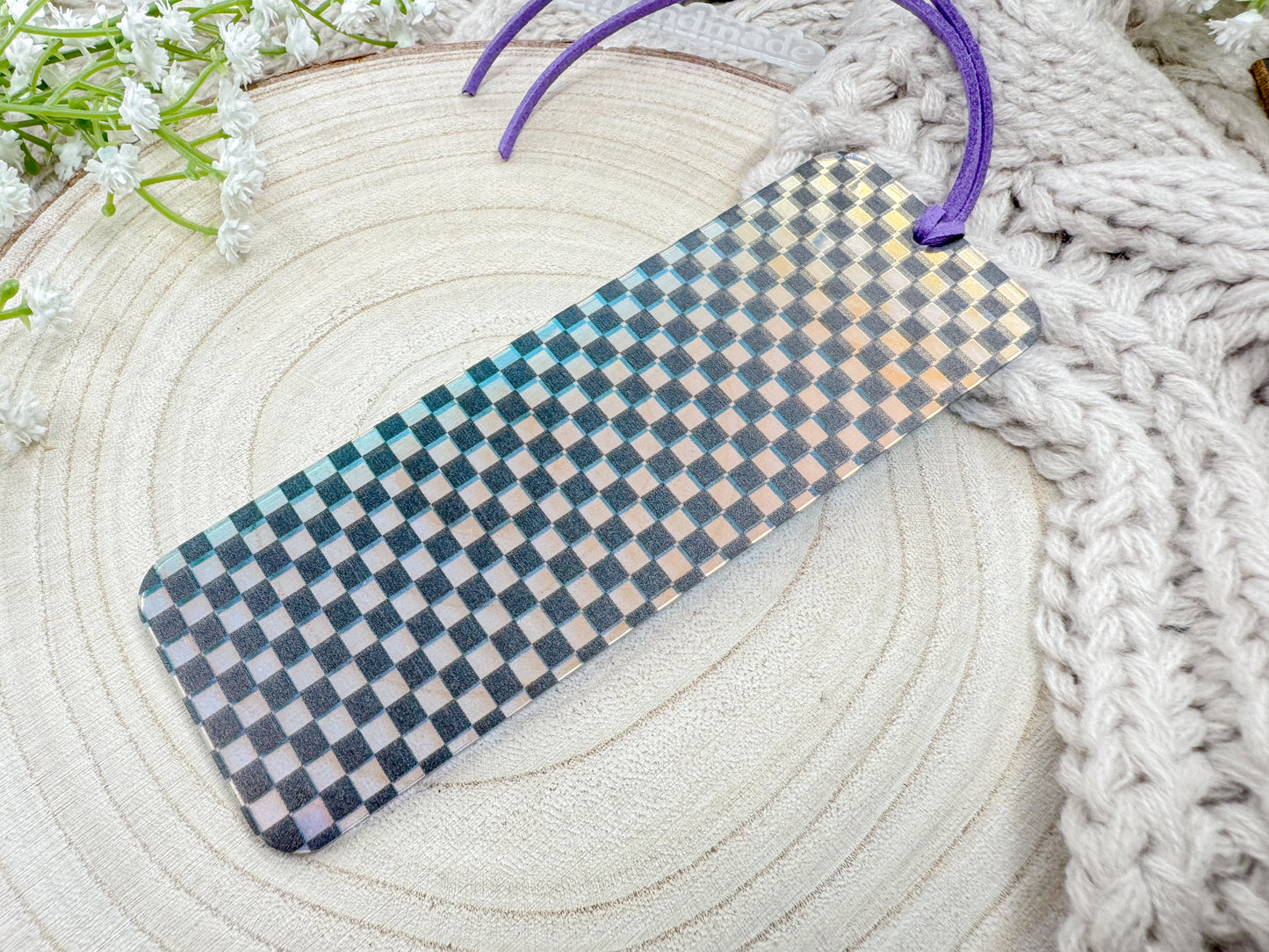 Black Iridescent Checkered Bookmark