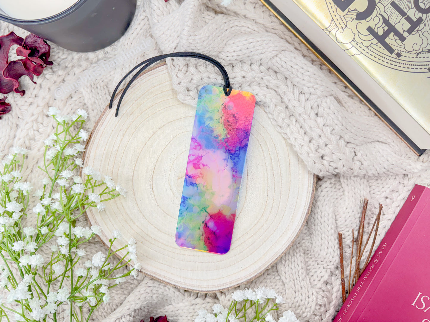 Rainbow Iridescent Ink Acrylic Bookmark