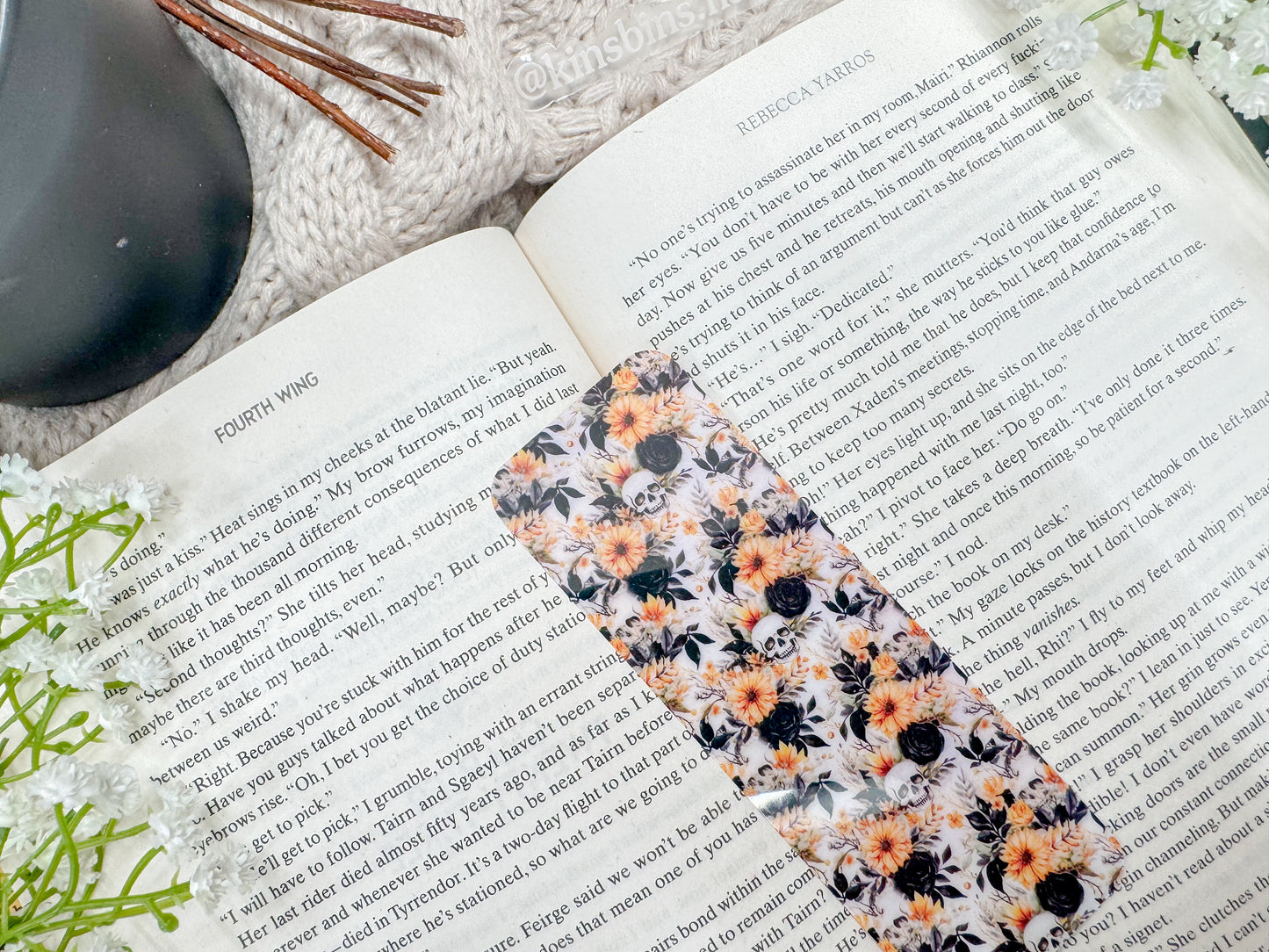 Floral Skulls - Flexible Bookmark