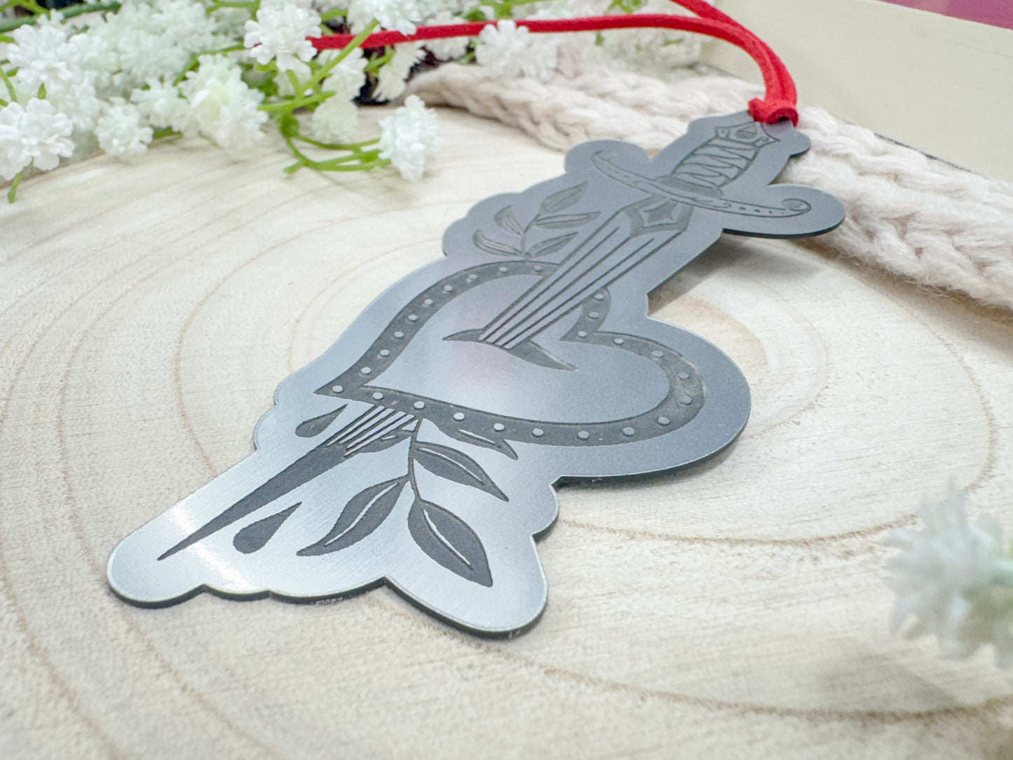 Heart & Dagger Silver Bookmark