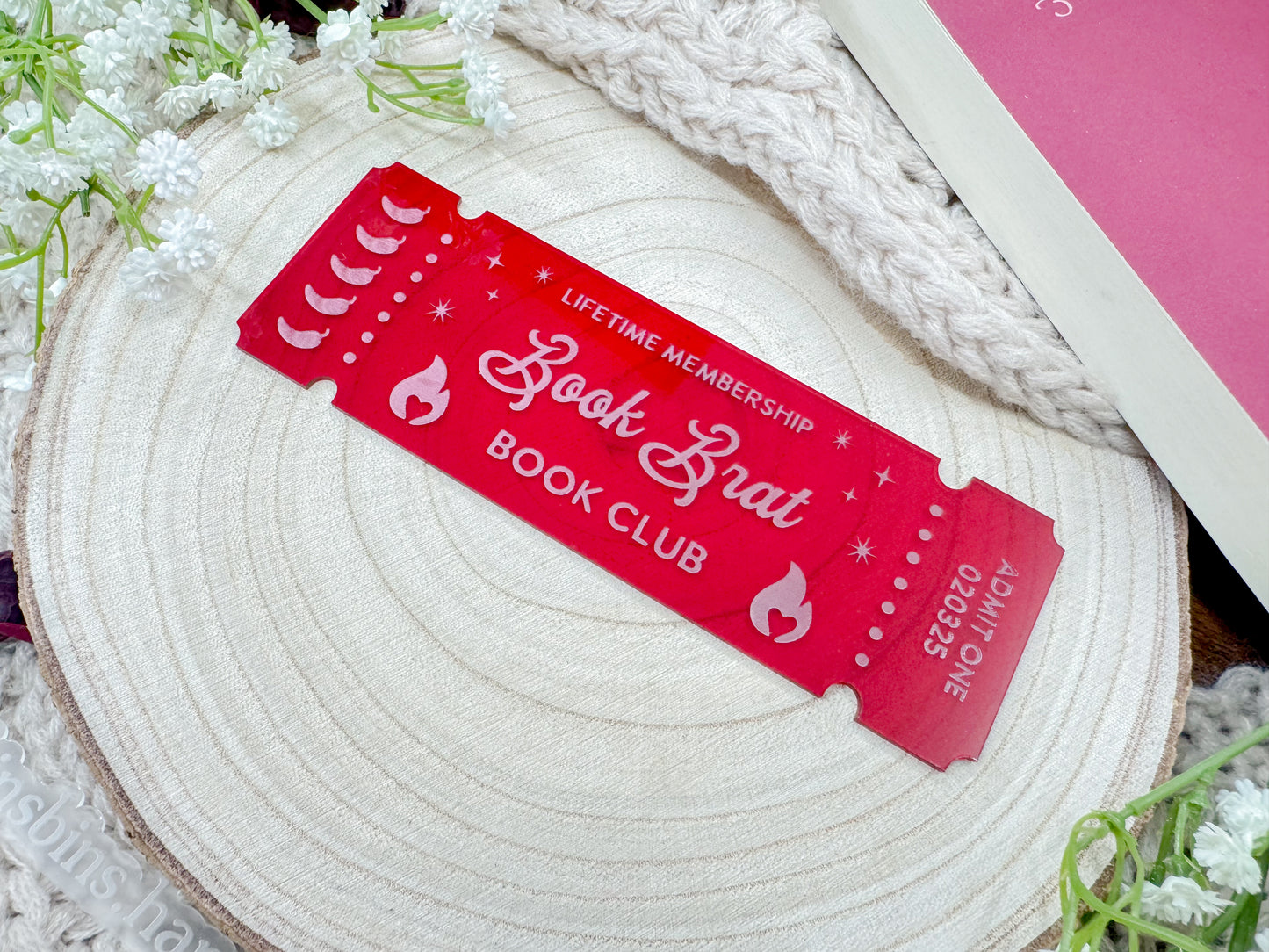 Book Brat Book Club Ticket - Translucent Red Bookmark