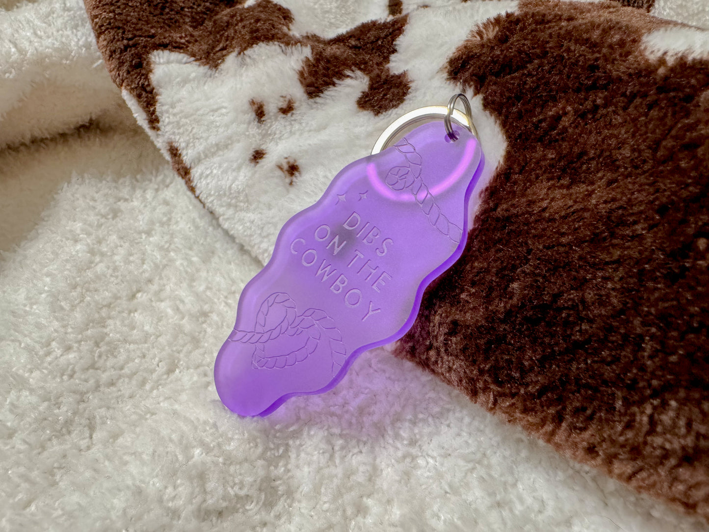 Dibs on the Cowboy - Purple Acrylic Keychain