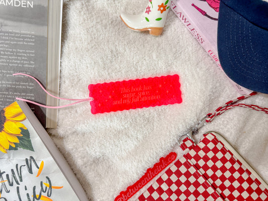 This Book Has Sugar, Spice, and My Full Attention - Pink Scalloped Bookmark
