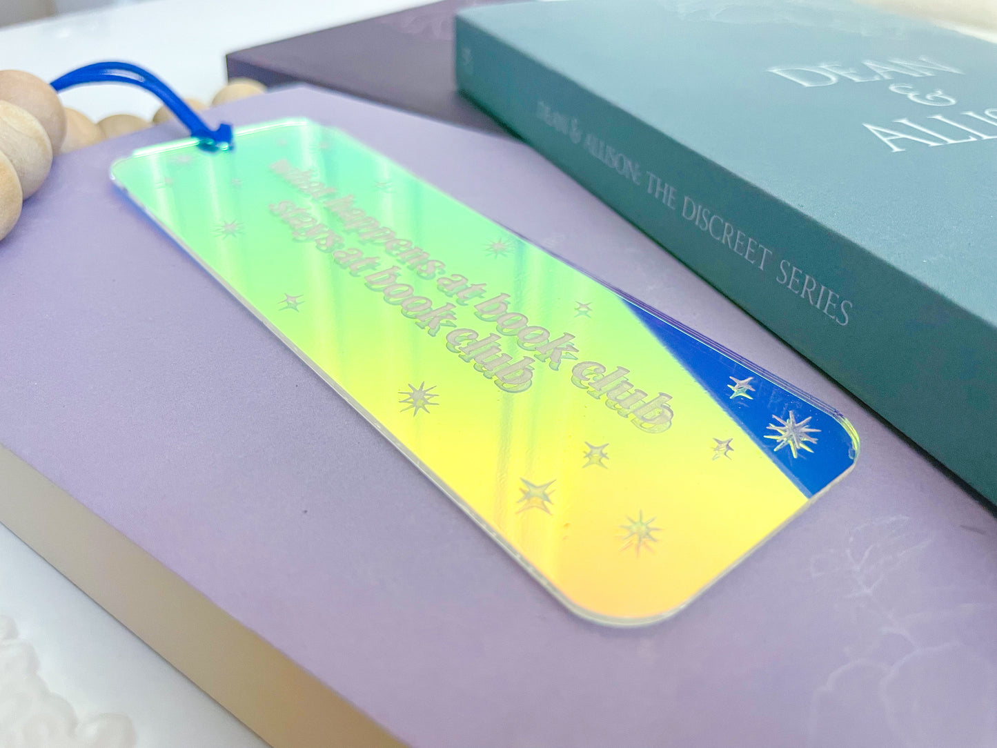 What Happens At Book Club - Shiny Iridescent Bookmark