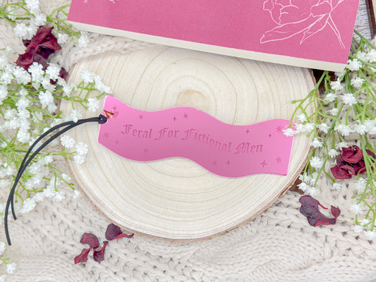 Feral For Fictional Men - Pink Mirror Wavy Bookmark