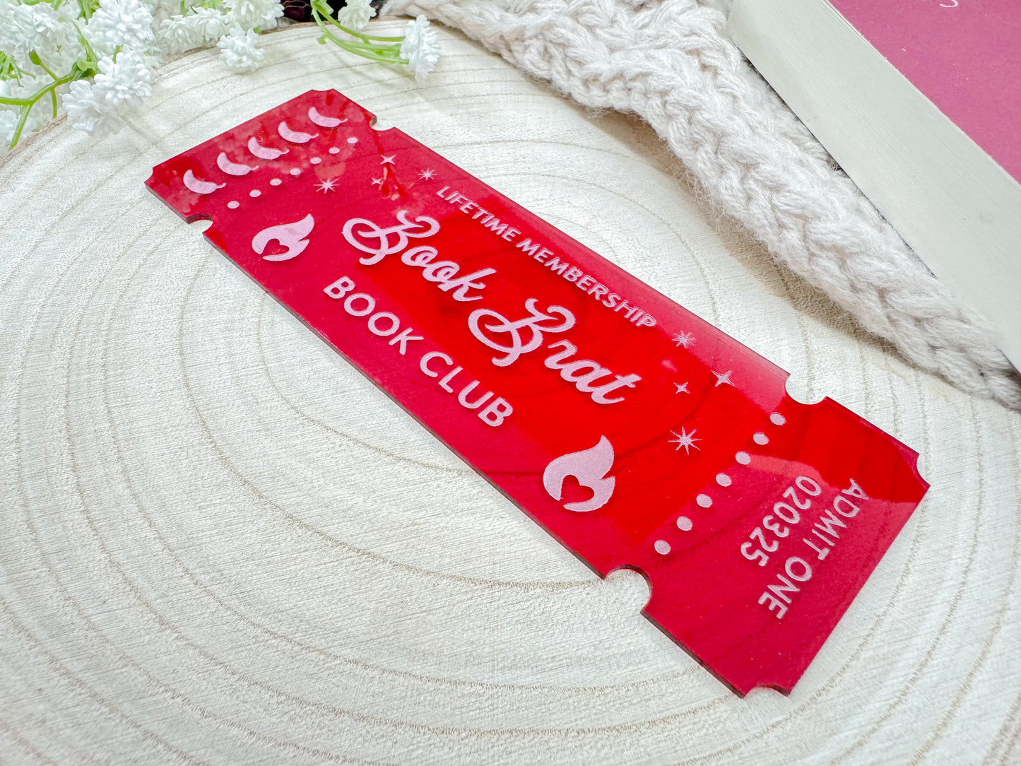 Book Brat Book Club Ticket - Translucent Red Bookmark